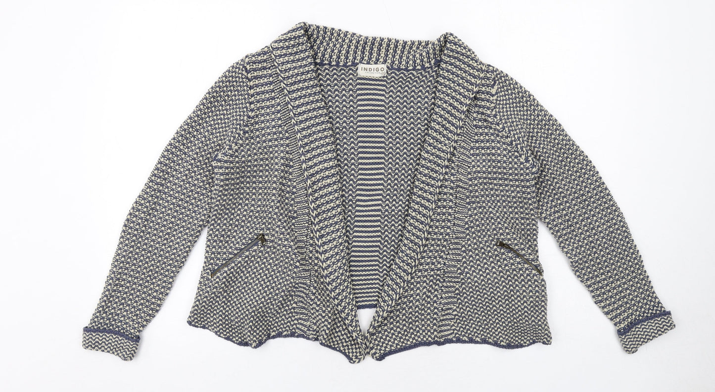 Womens UK Size 14 Indigo Blue Cardigan Jumper