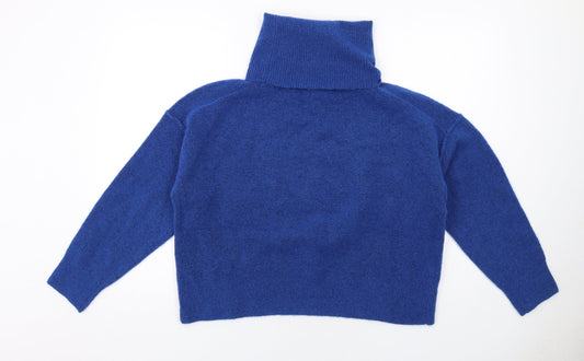 Hush Womens Blue Roll Neck Acrylic Pullover Jumper Size M