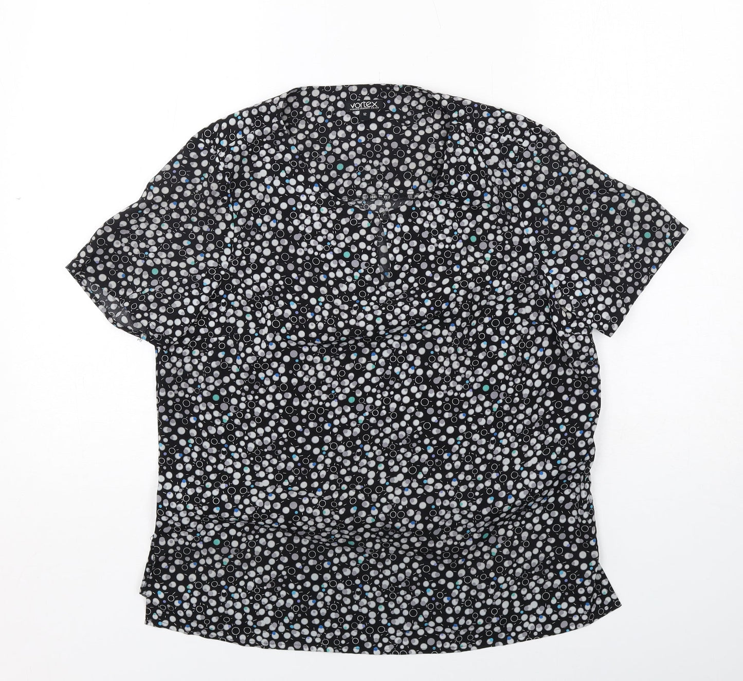 Womens UK Size 12 Vortex Black Basic Blouse