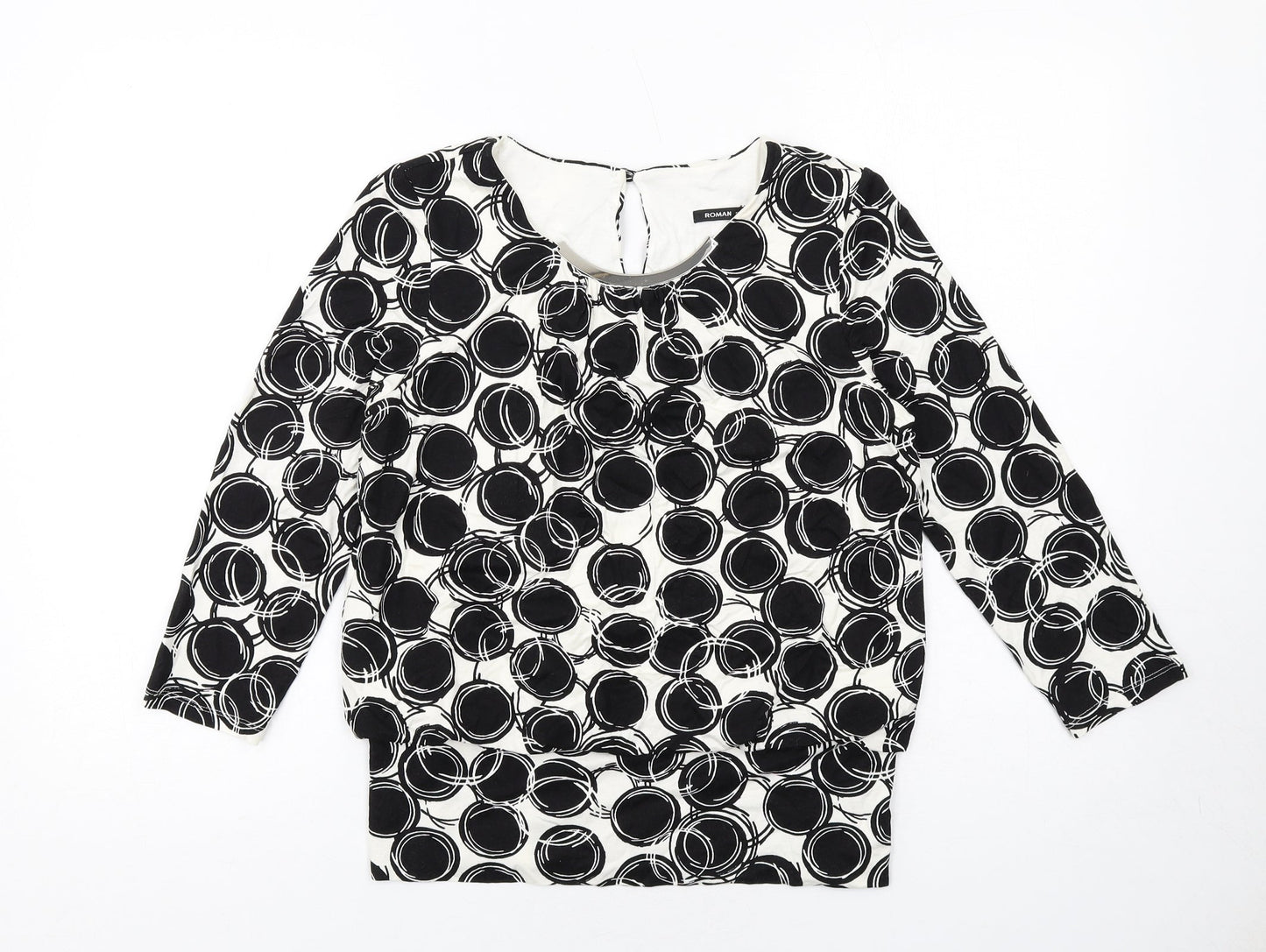 Womens UK Size 10 Roman Black Basic Blouse