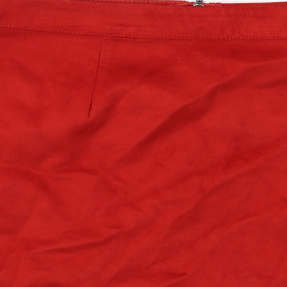 Zara Womens Red Polyester A-Line Skirt Size M Zip