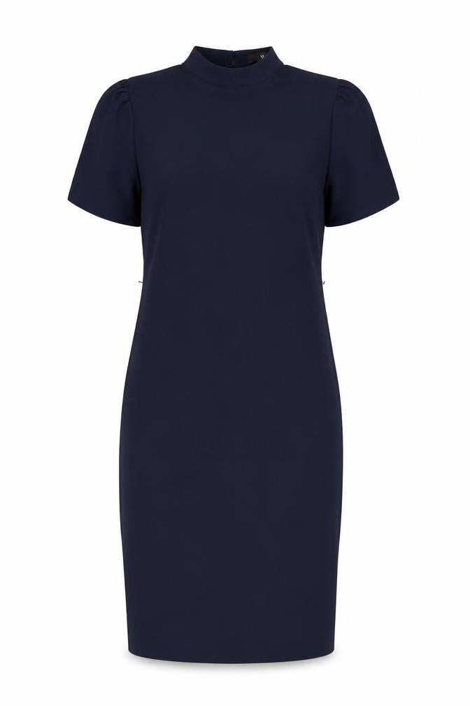 Very Womens Blue Polyester Pencil Dress Size 14 Mock Neck Button