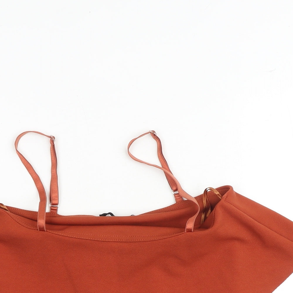 Quiz Womens Orange Polyester Cropped Tank Size 10 Square Neck