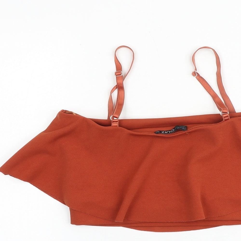 Quiz Womens Orange Polyester Cropped Tank Size 10 Square Neck