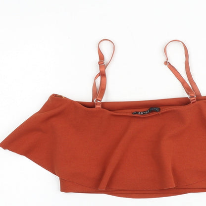 Quiz Womens Orange Polyester Cropped Tank Size 10 Square Neck