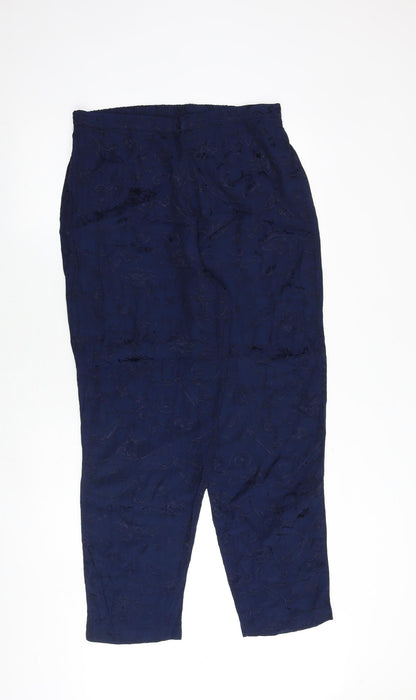 Modern Classic Womens Blue Floral Viscose Trousers Size 18 Regular