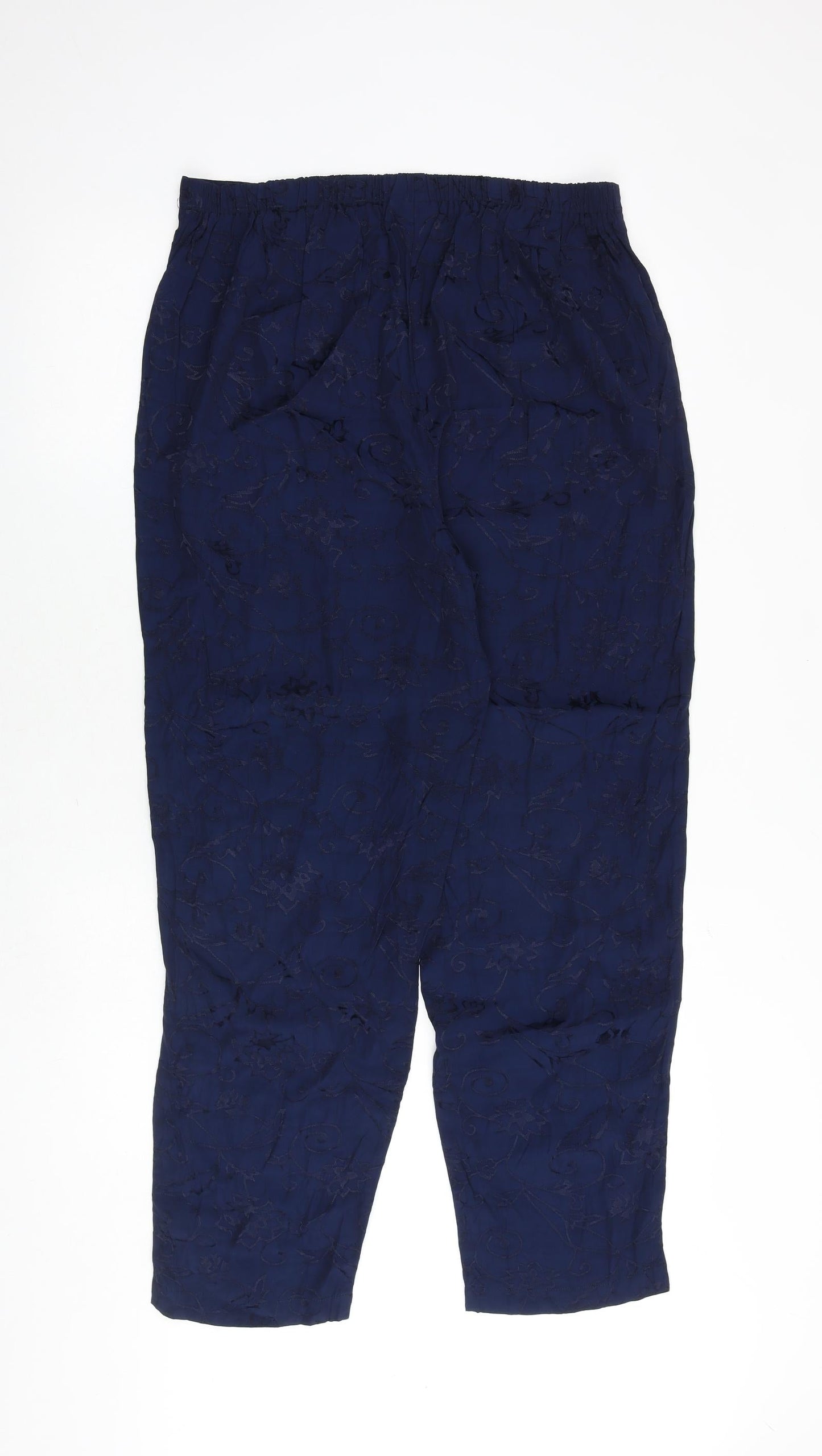 Modern Classic Womens Blue Floral Viscose Trousers Size 18 Regular