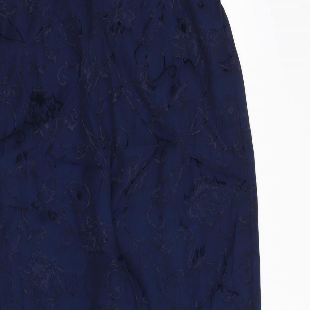 Modern Classic Womens Blue Floral Viscose Trousers Size 18 Regular