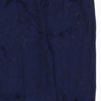 Modern Classic Womens Blue Floral Viscose Trousers Size 18 Regular