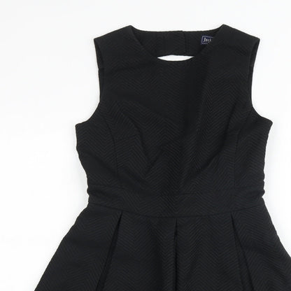 Jack Wills Womens Black Cotton Fit & Flare Size 6 Boat Neck Zip - Cut Out Back Detail