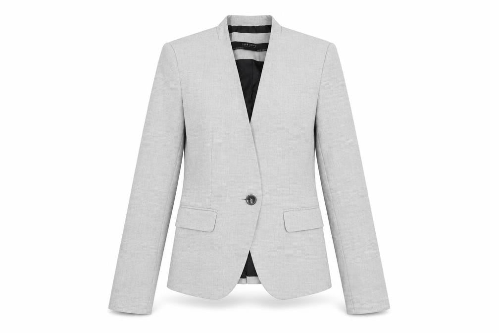 Zara Womens Grey Geometric Polyester Jacket Blazer Size 6