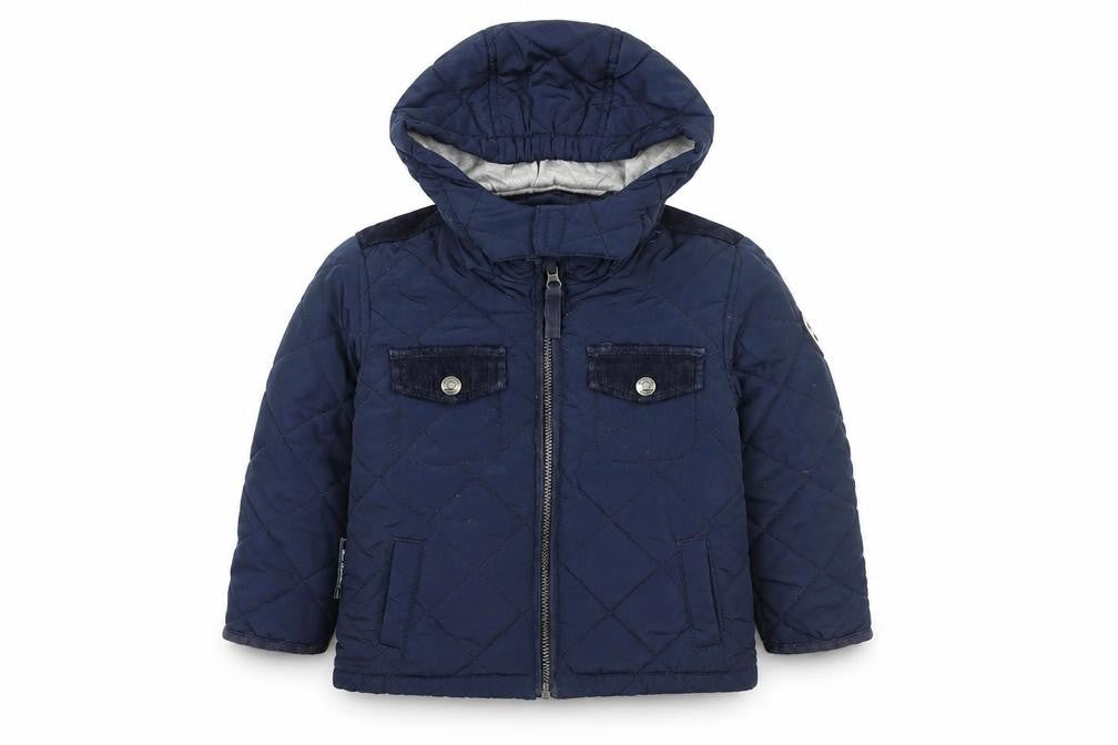 Front view of Freestyle boys’ blue jacket, size 2, years zip