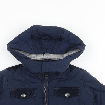 Close-up detail of Freestyle boys’ blue jacket, size 2, years zip