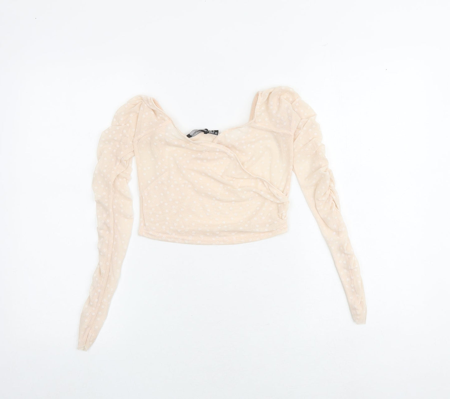Womens UK Size 8 PRETTYLITTLETHING Pink Cropped Blouse