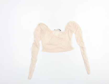 Womens UK Size 8 PRETTYLITTLETHING Pink Cropped Blouse