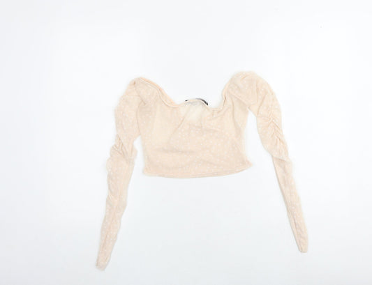 Womens UK Size 8 PRETTYLITTLETHING Pink Cropped Blouse