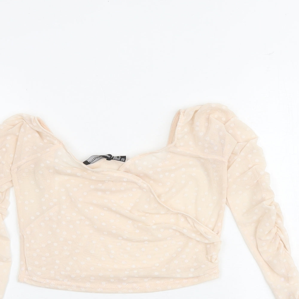 Womens UK Size 8 PRETTYLITTLETHING Pink Cropped Blouse