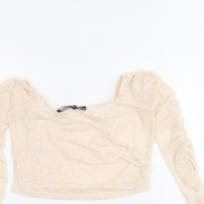 Womens UK Size 8 PRETTYLITTLETHING Pink Cropped Blouse