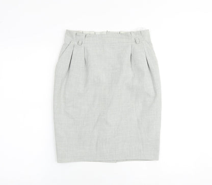 Debenhams Womens Grey Polyester Straight & Pencil Skirt Size 8 Zip