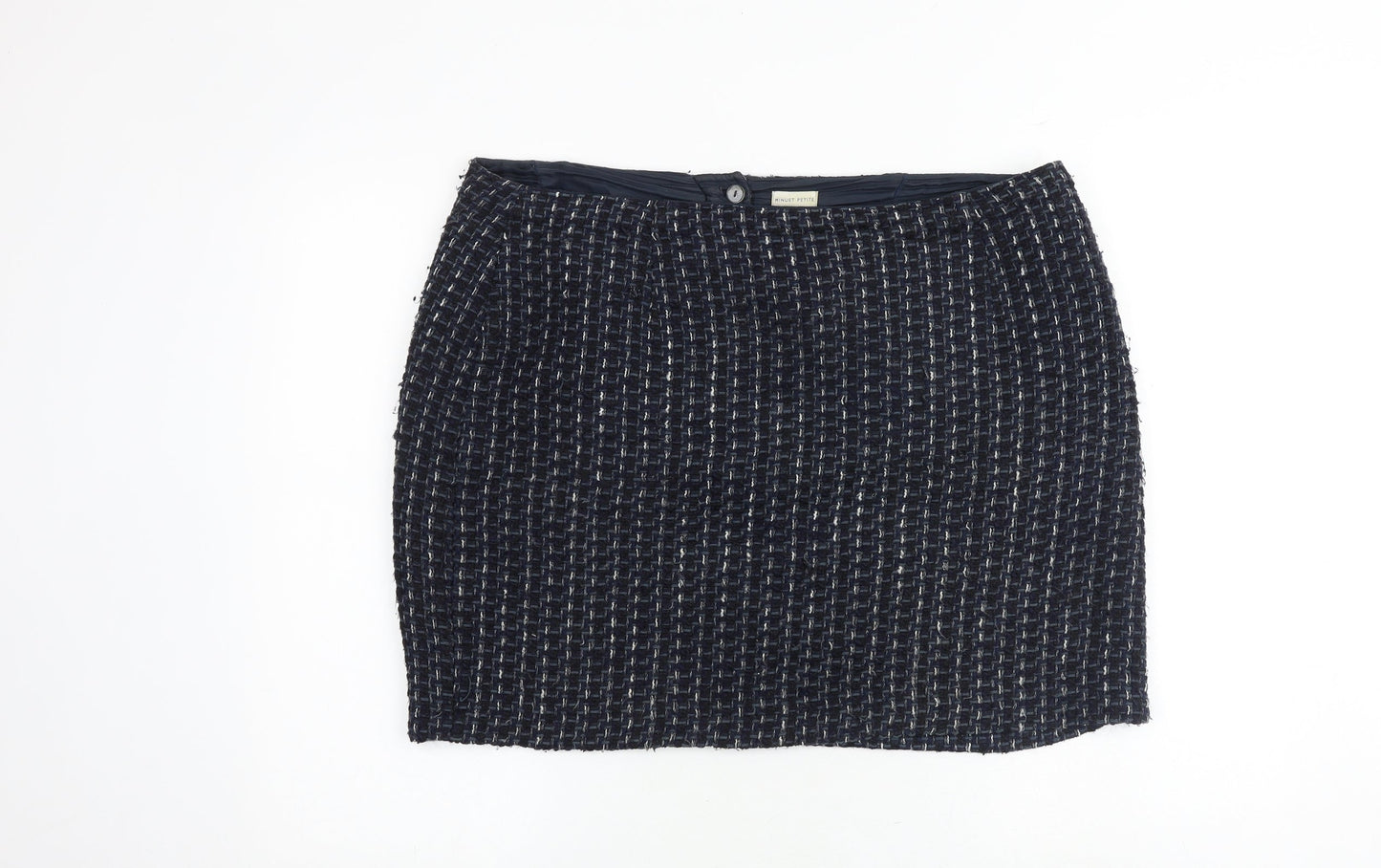 Minuet Womens Blue Geometric Cotton A-Line Skirt Size 20 Zip