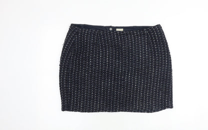 Minuet Womens Blue Geometric Cotton A-Line Skirt Size 20 Zip