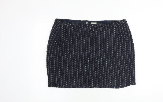 Minuet Womens Blue Geometric Cotton A-Line Skirt Size 20 Zip
