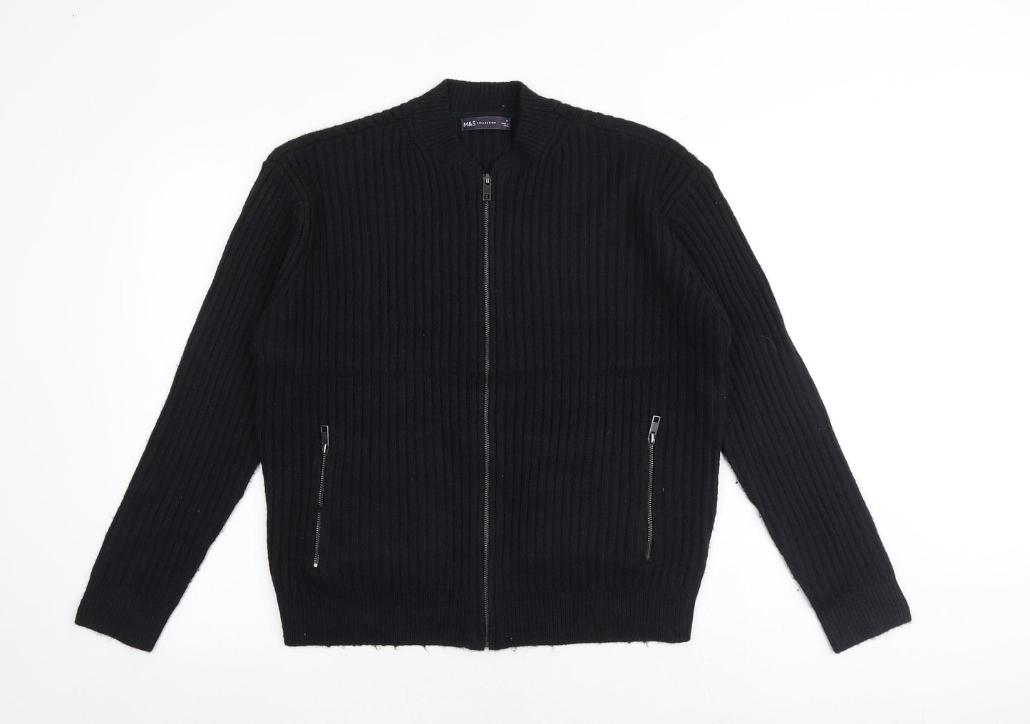 Womens UK Size M Marks and Spencer Black Full Zip Jumper