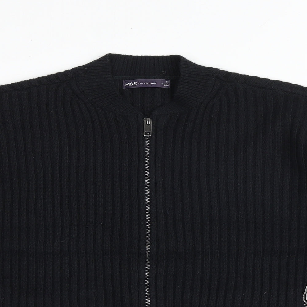 Womens UK Size M Marks and Spencer Black Full Zip Jumper
