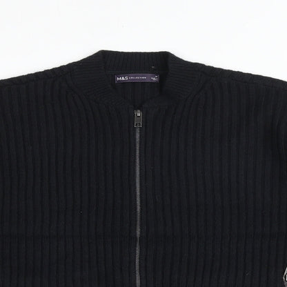 Womens UK Size M Marks and Spencer Black Full Zip Jumper