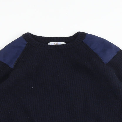 John Partidge Boys Blue Round Neck Wool Pullover Jumper Size M Pullover