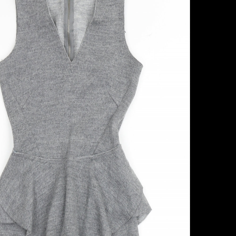 Country Road Womens Grey Wool Bodycon Size 2XS V-Neck Zip