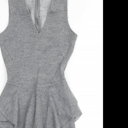 Country Road Womens Grey Wool Bodycon Size 2XS V-Neck Zip