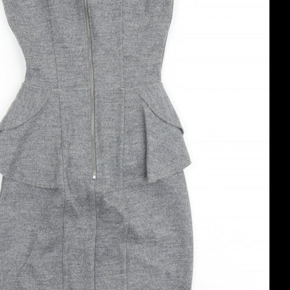Country Road Womens Grey Wool Bodycon Size 2XS V-Neck Zip