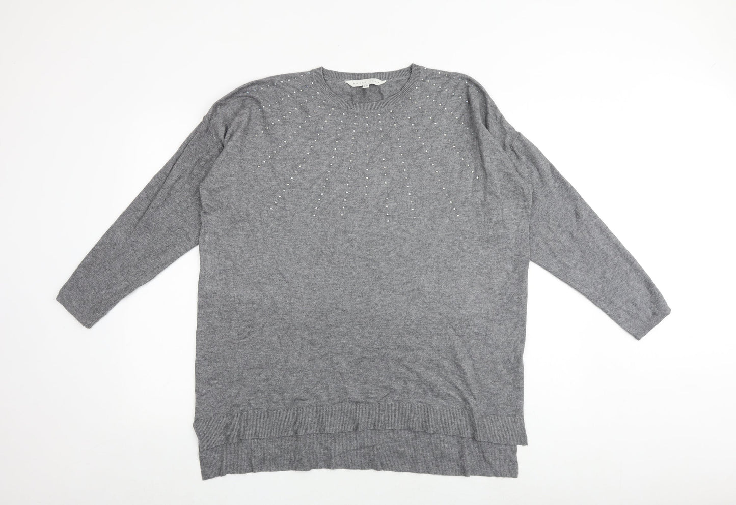 Amari Freya Womens Grey Round Neck Viscose Pullover Jumper Size S - Size S-M