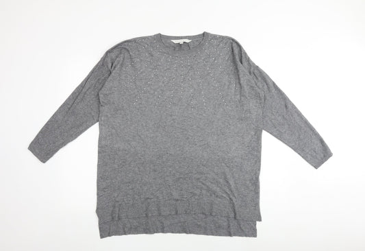 Amari Freya Womens Grey Round Neck Viscose Pullover Jumper Size S - Size S-M
