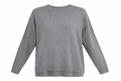 Amari Freya Womens Grey Round Neck Viscose Pullover Jumper Size S - Size S-M