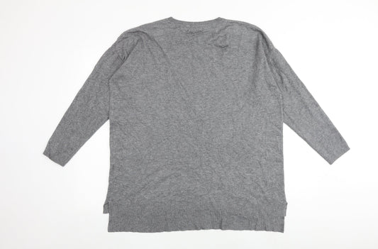 Amari Freya Womens Grey Round Neck Viscose Pullover Jumper Size S - Size S-M