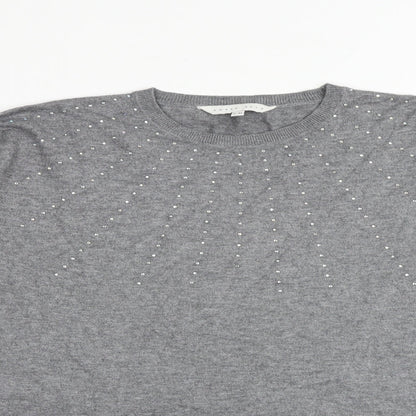 Amari Freya Womens Grey Round Neck Viscose Pullover Jumper Size S - Size S-M