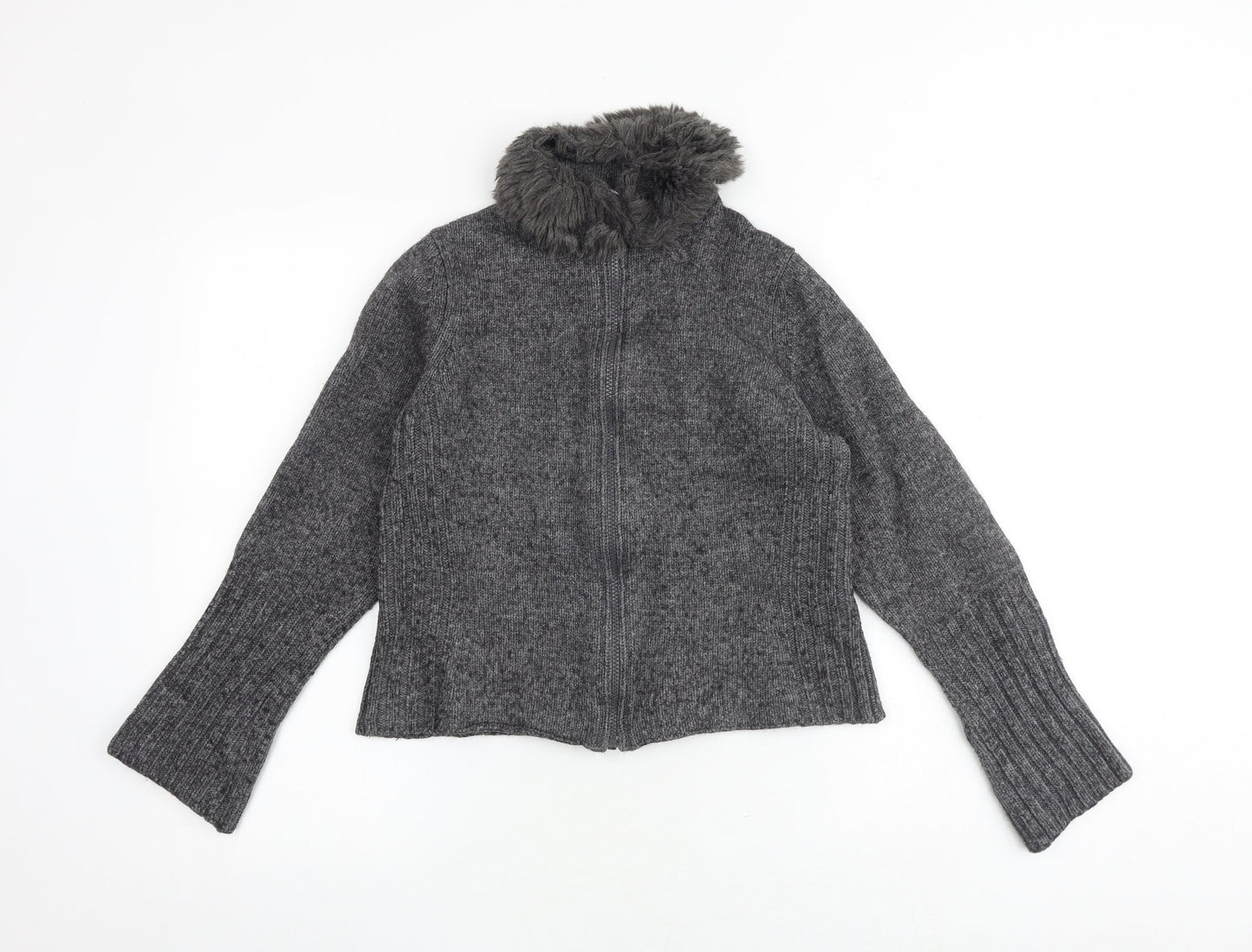 Womens UK Size 12 Marks and Spencer Grey Full Zip Jumper