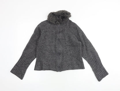 Womens UK Size 12 Marks and Spencer Grey Full Zip Jumper