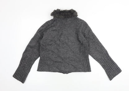 Womens UK Size 12 Marks and Spencer Grey Full Zip Jumper