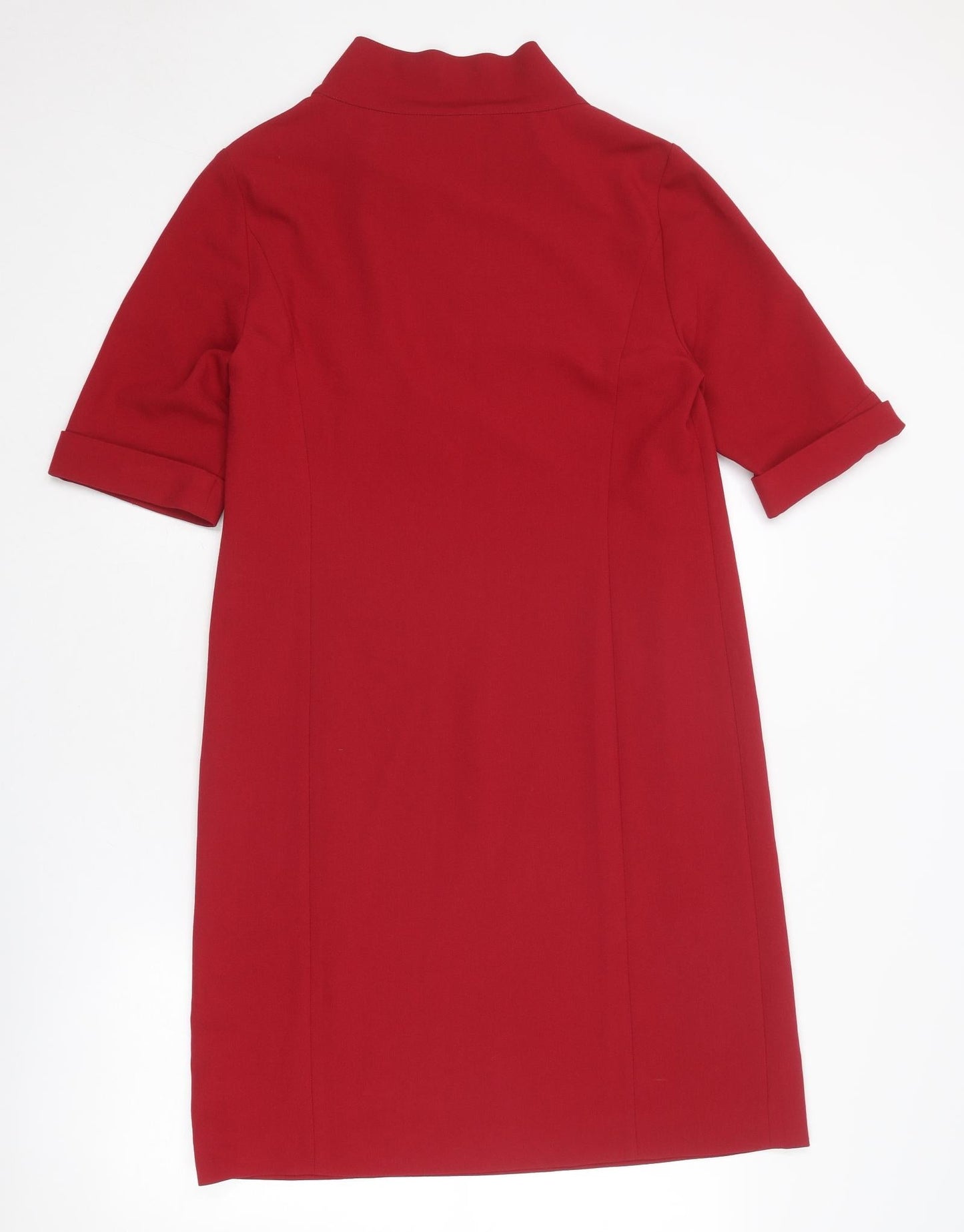 EAST Womens Red Polyester Sheath Size 12 Mock Neck Zip