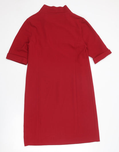 EAST Womens Red Polyester Sheath Size 12 Mock Neck Zip