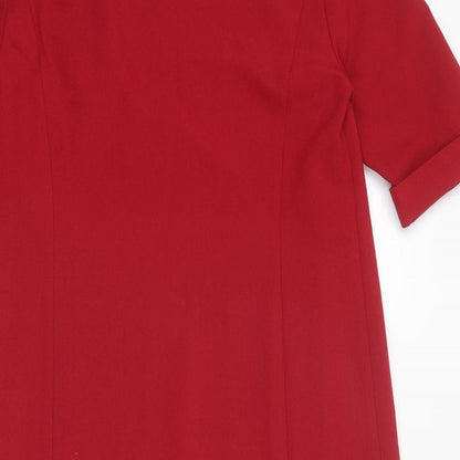 EAST Womens Red Polyester Sheath Size 12 Mock Neck Zip