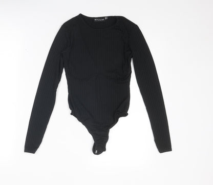 PRETTYLITTLETHING Womens Black Polyester Bodysuit One-Piece Size 6 Snap