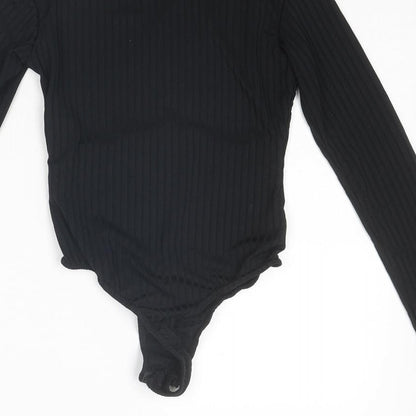 PRETTYLITTLETHING Womens Black Polyester Bodysuit One-Piece Size 6 Snap