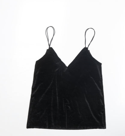 Womens UK Size S Pull&Bear Black Basic Tank