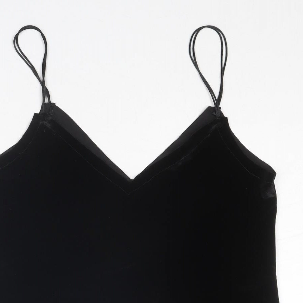Womens UK Size S Pull&Bear Black Basic Tank