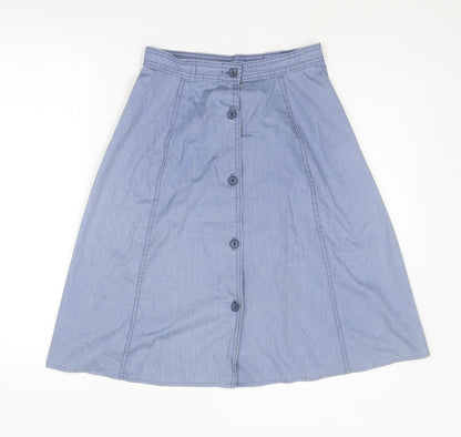 C&A Womens Blue Polyester A-Line Skirt Size 12 Button