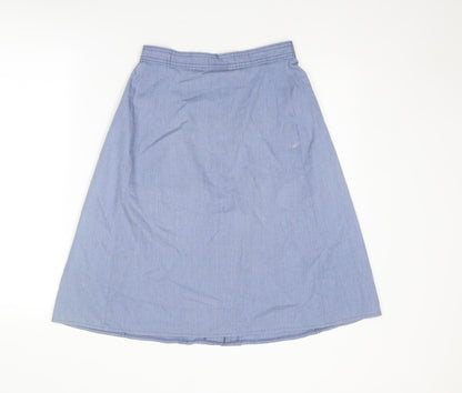 C&A Womens Blue Polyester A-Line Skirt Size 12 Button